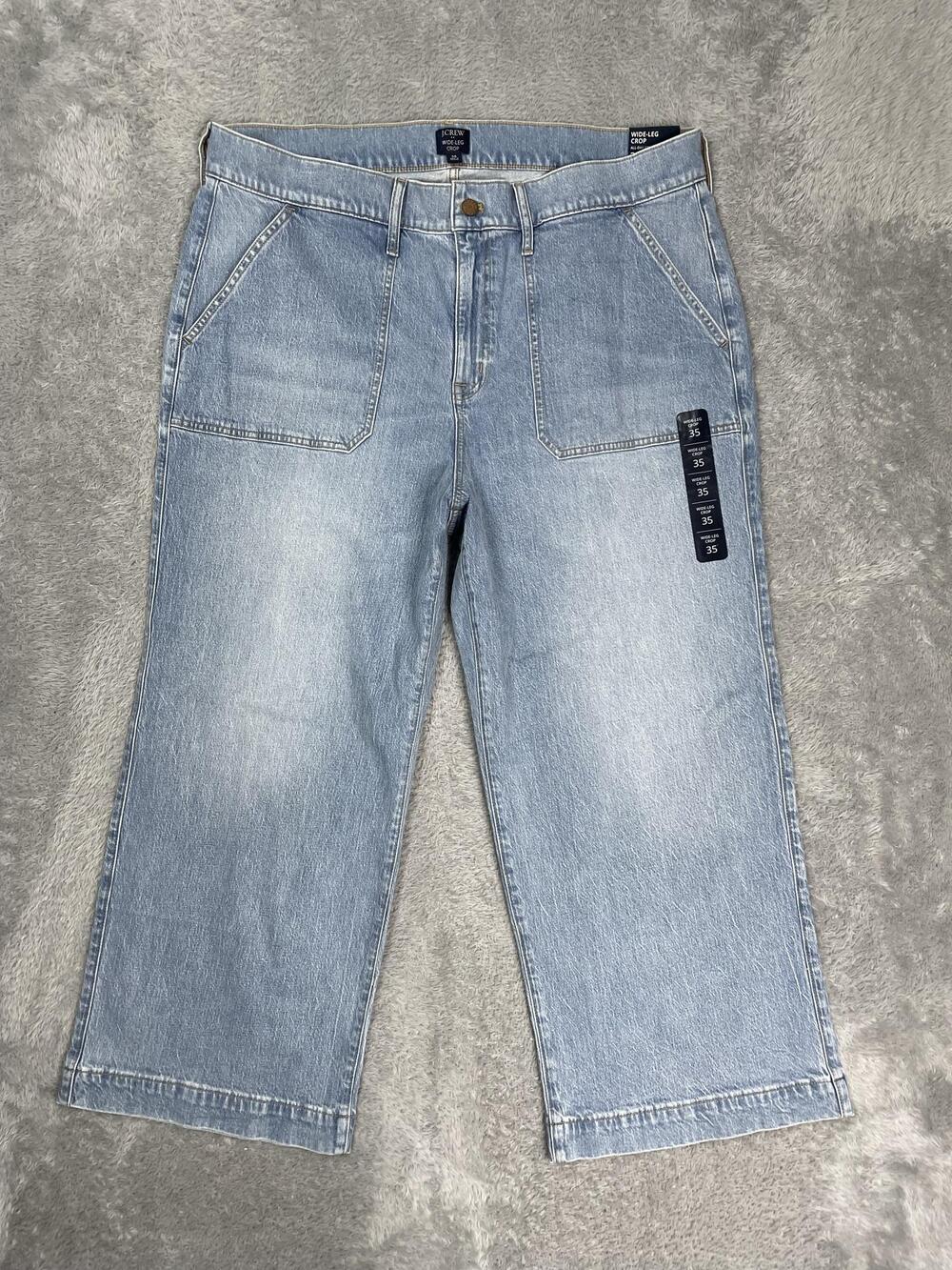 J.CREW Wide Leg Crop Jeans Womens 35 Blue Light Wash High Rise Stretch Denim